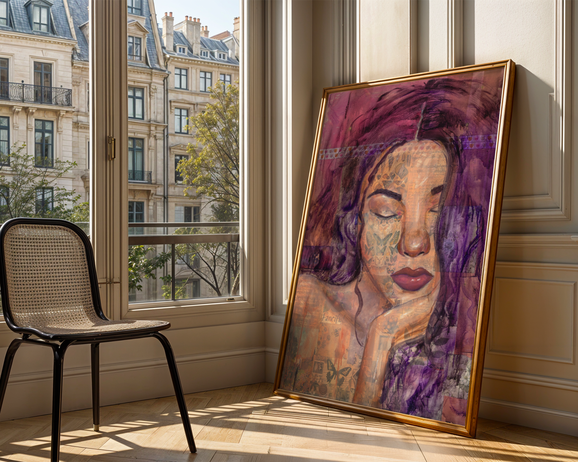 "Put Yourself In The Way Of Beauty" Collage portrait wall art original mixed media portrait painting by Chelsea Nielsen