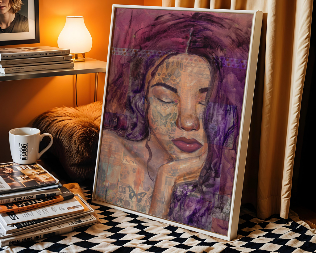 "Put Yourself In The Way Of Beauty" Collage portrait wall art original mixed media portrait painting by Chelsea Nielsen