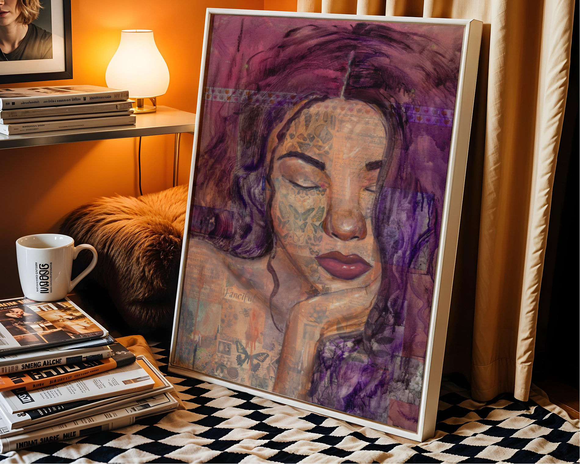 "Put Yourself In The Way Of Beauty" Collage portrait wall art original mixed media portrait painting by Chelsea Nielsen