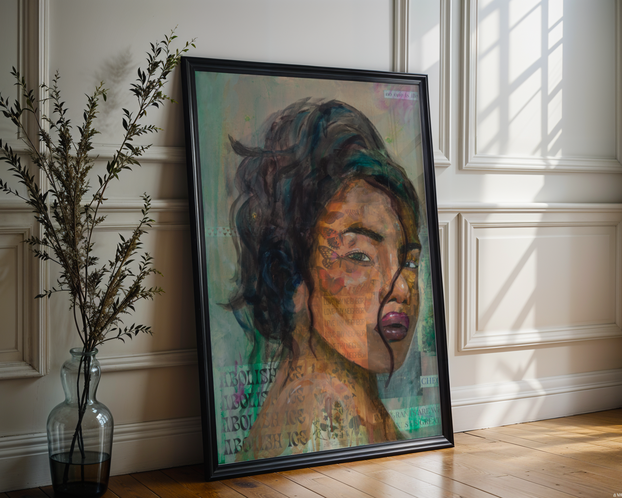 Love Thy Neighbor - Abstract Realism Portrait Painting - Canvas Print