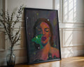 "The In-Between" Abstract realism art. Portrait painting with Luna moth. Original by Chelsea Nielsen