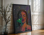 "The In-Between" Abstract realism art. Portrait painting with Luna moth. Original by Chelsea Nielsen