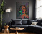 "The In-Between" Abstract realism art. Portrait painting with Luna moth. Original by Chelsea Nielsen