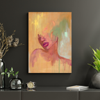 "Melt" A print of the original yellow and green abstract realism mixed media portrait painting by Chelsea Nielsen